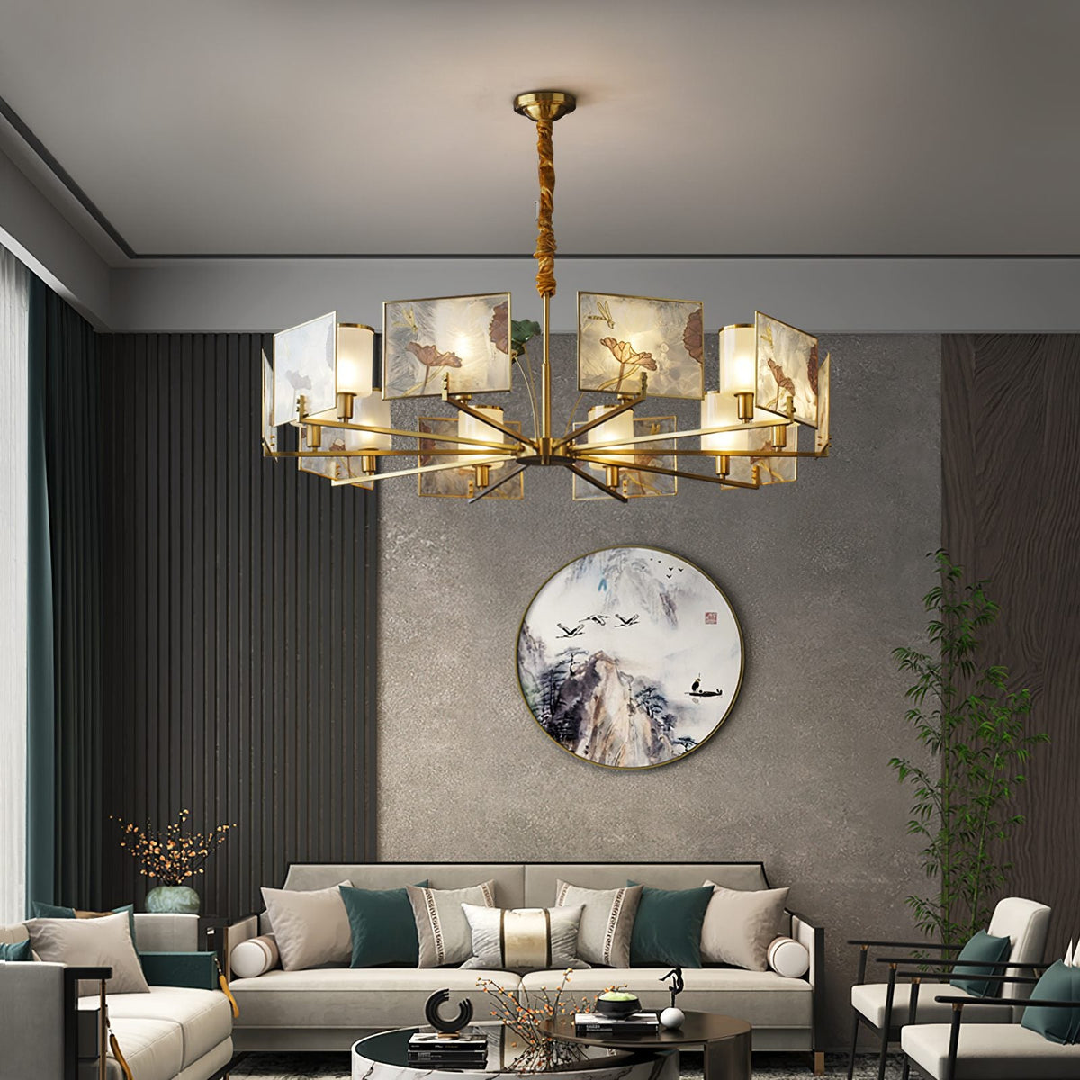 Enamel Lotus Chandelier
