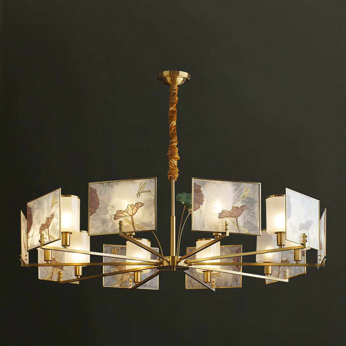 Enamel Lotus Chandelier