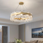 Enos Crystal LED Chandelier in Gold for Dining Room and Living Room