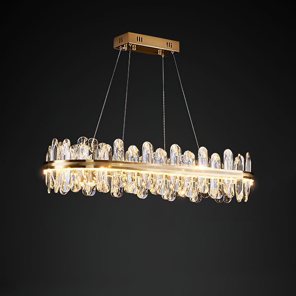 Enos Crystal LED Chandelier in Gold for Dining Room and Living Room