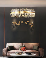 Enos Crystal LED Chandelier in Gold for Dining Room and Living Room
