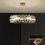 Enos Crystal LED Chandelier in Gold for Dining Room and Living Room