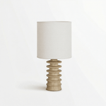 Equinox Tiered Wood Table Lamp with Linen Drum Shade