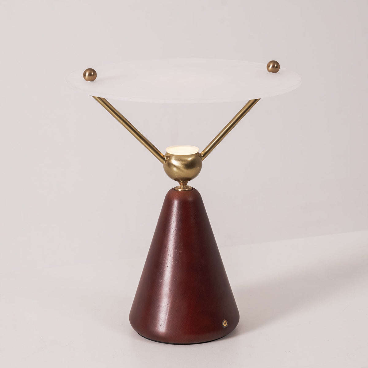 Equoray Sculptural Table Lamp with Walnut Base and Gold Accents
