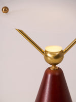 Equoray Sculptural Table Lamp with Walnut Base and Gold Accents