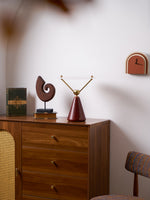 Equoray Sculptural Table Lamp with Walnut Base and Gold Accents