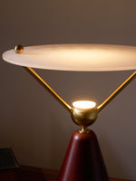Equoray Sculptural Table Lamp with Walnut Base and Gold Accents
