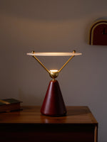 Equoray Sculptural Table Lamp with Walnut Base and Gold Accents