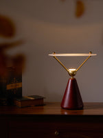 Equoray Sculptural Table Lamp with Walnut Base and Gold Accents