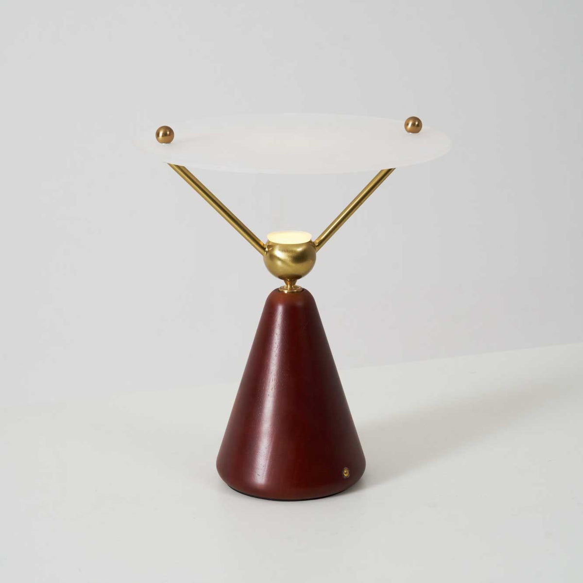 Equoray Sculptural Table Lamp with Walnut Base and Gold Accents