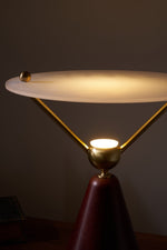 Equoray Sculptural Table Lamp with Walnut Base and Gold Accents