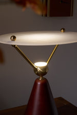 Equoray Sculptural Table Lamp with Walnut Base and Gold Accents