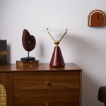 Equoray Sculptural Table Lamp with Walnut Base and Gold Accents