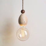 Eryndor Travertine Pendant Light – Natural Stone & Walnut Wood