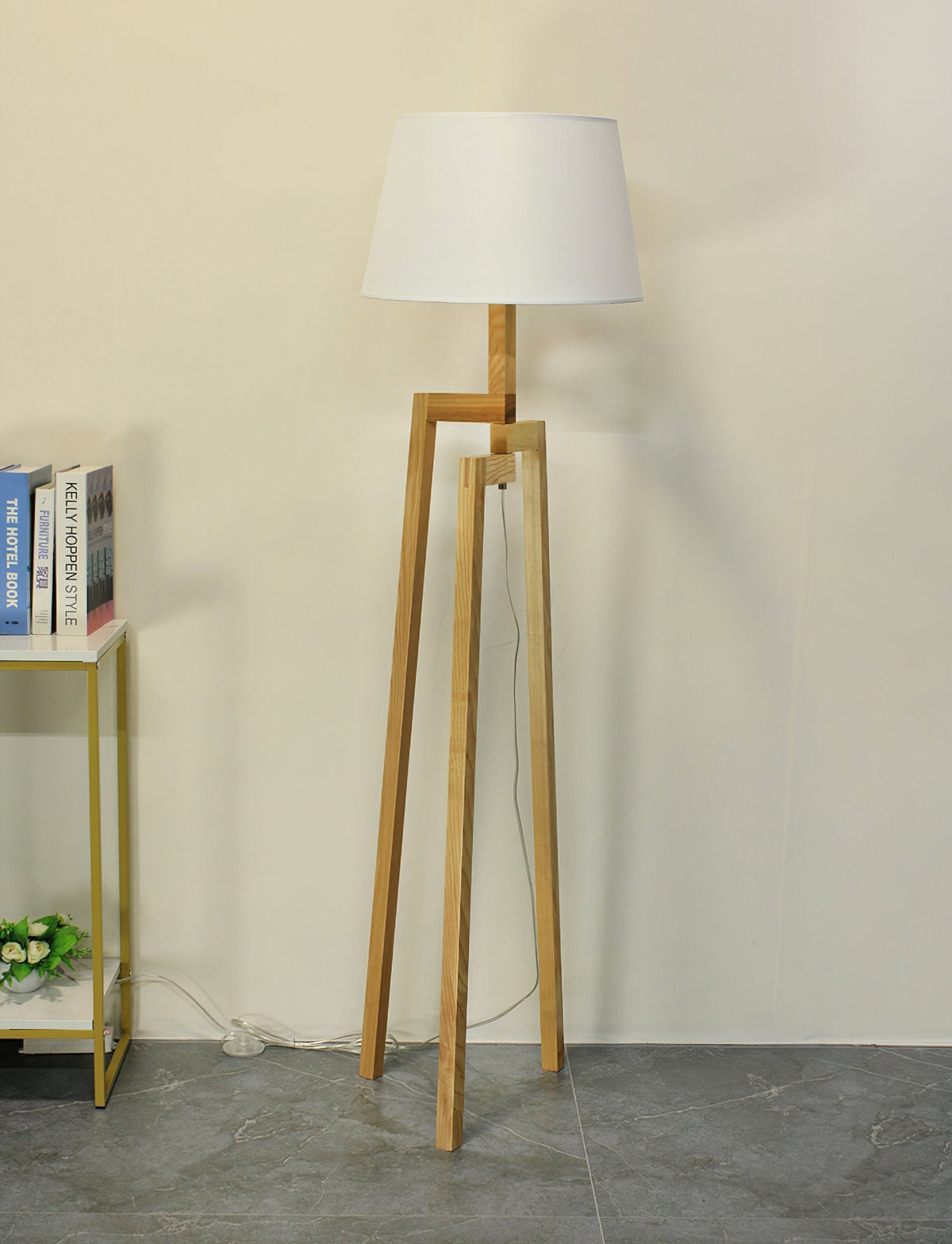 Escada Tripod Wooden Floor Lamp