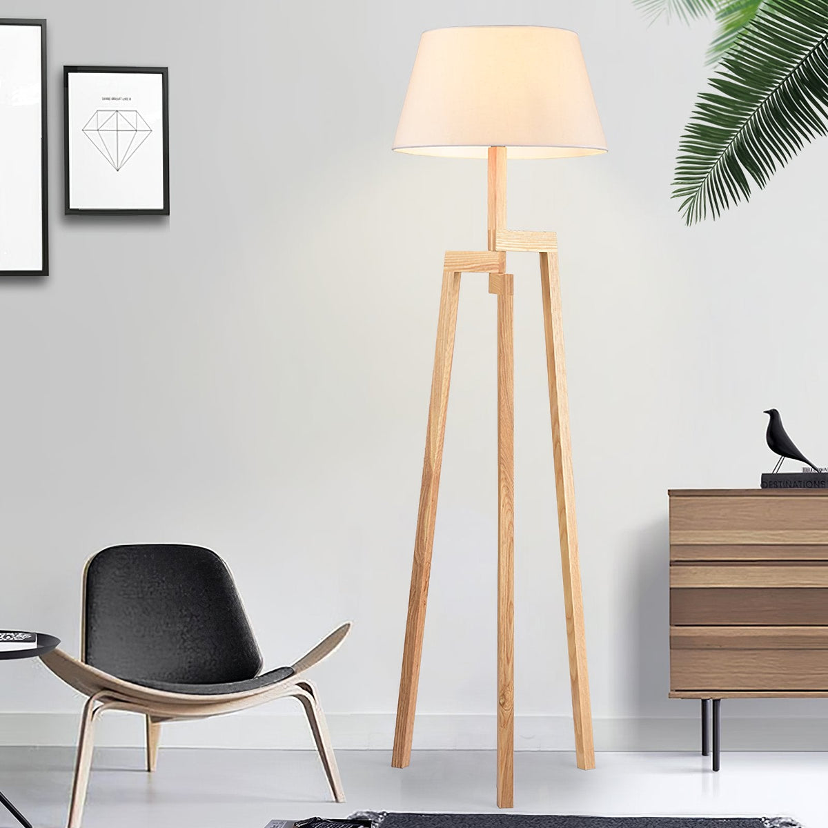 Escada Tripod Wooden Floor Lamp
