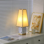 Estela Table Lamp – Tailored Grey & White Shade with Brass Accent