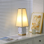 Estela Table Lamp – Tailored Grey & White Shade with Brass Accent