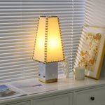 Estela Table Lamp – Tailored Grey & White Shade with Brass Accent