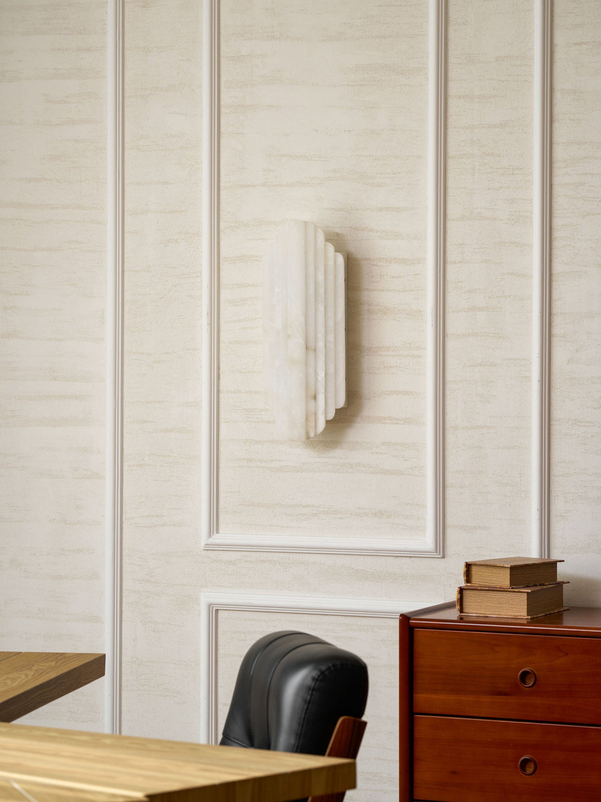 Estelle Wall Sconce in Natural Alabaster — Layered Stone LED Wall Light