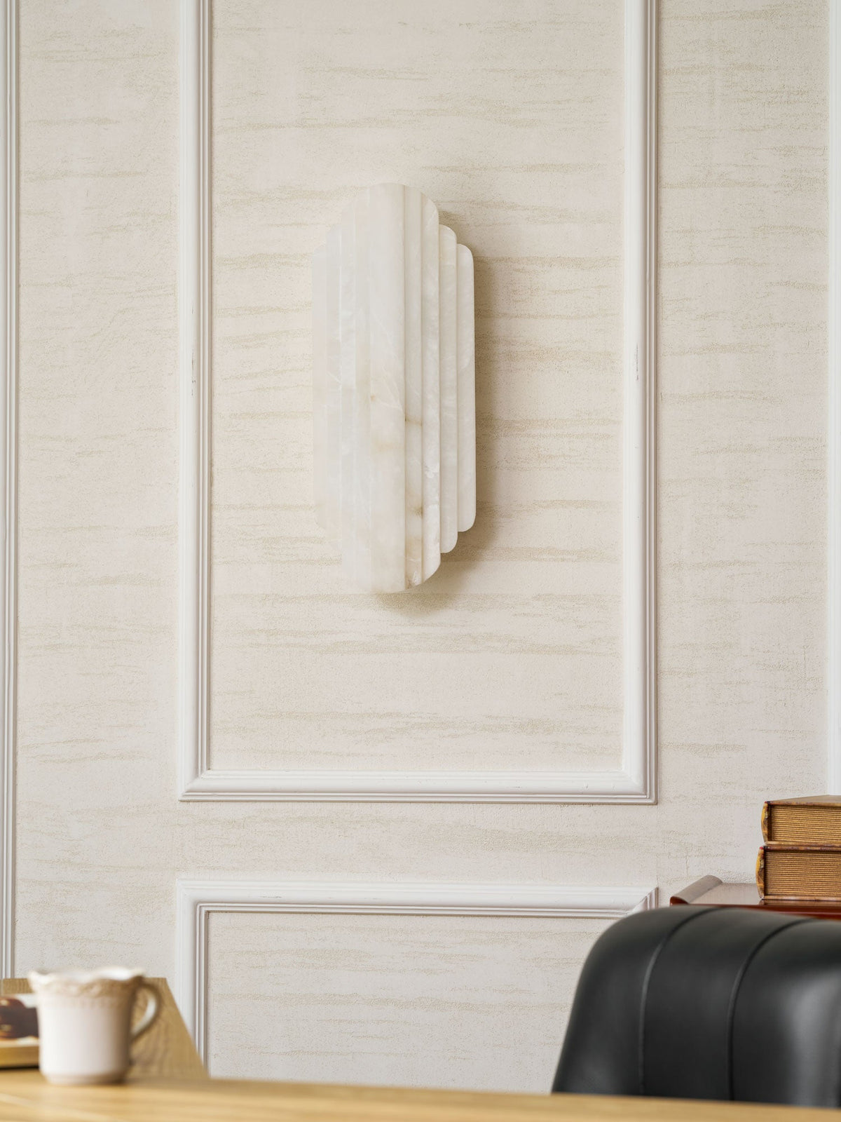 Estelle Wall Sconce in Natural Alabaster — Layered Stone LED Wall Light