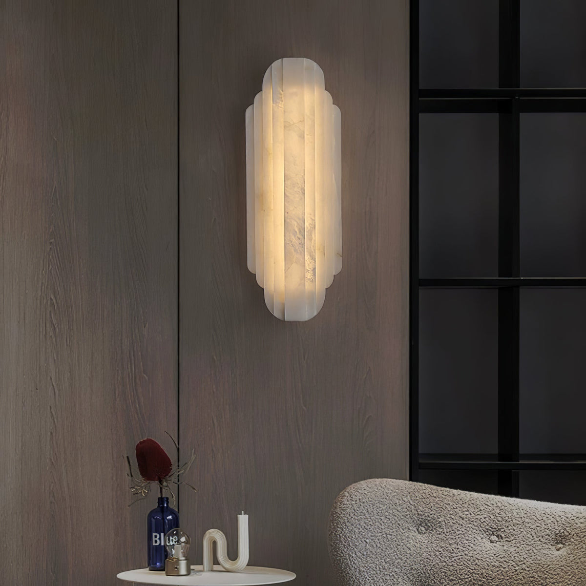 Estelle Wall Sconce in Natural Alabaster — Layered Stone LED Wall Light