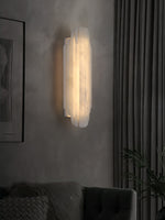 Estelle Wall Sconce in Natural Alabaster — Layered Stone LED Wall Light