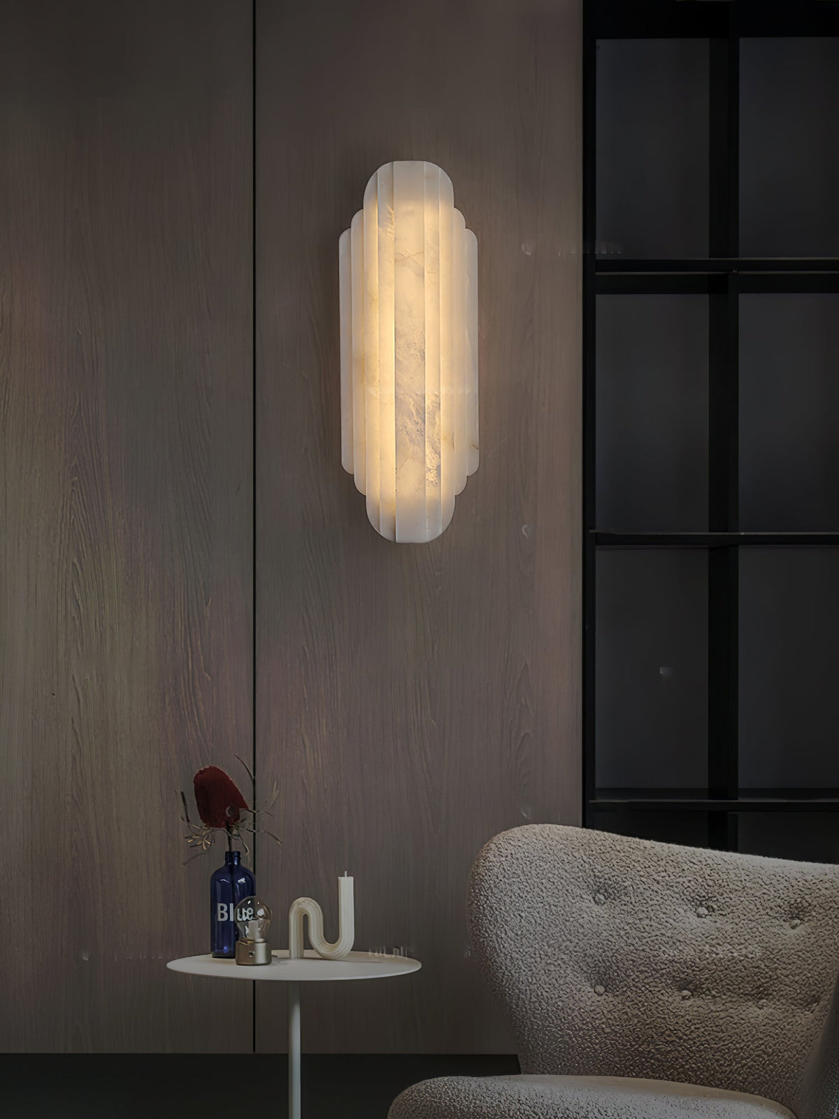 Estelle Wall Sconce in Natural Alabaster — Layered Stone LED Wall Light