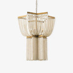 Estrella Two-Tier Star Chandelier with Pearl Beads in Gold Finish