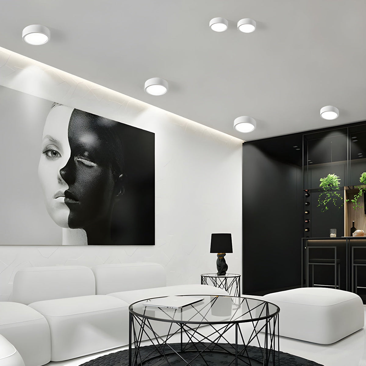 Ethan Modern LED Flush Mount Ceiling Light in Black or White