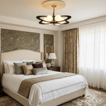 Evadra Celeste Wood & Glass Chandelier, Six-Light Halo Design