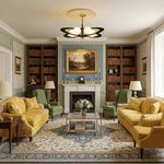 Evadra Celeste Wood & Glass Chandelier, Six-Light Halo Design