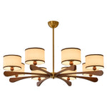 Evander Ray Modern Wood and Brass Chandelier with Glass Shades