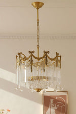 Evangeline Crystal Chandelier – Gold Finish, Cascading Glass, Designer Ceiling Light