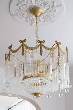 Evangeline Crystal Chandelier – Gold Finish, Cascading Glass, Designer Ceiling Light