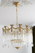 Evangeline Crystal Chandelier – Gold Finish, Cascading Glass, Designer Ceiling Light