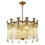Evangeline Crystal Chandelier – Gold Finish, Cascading Glass, Designer Ceiling Light