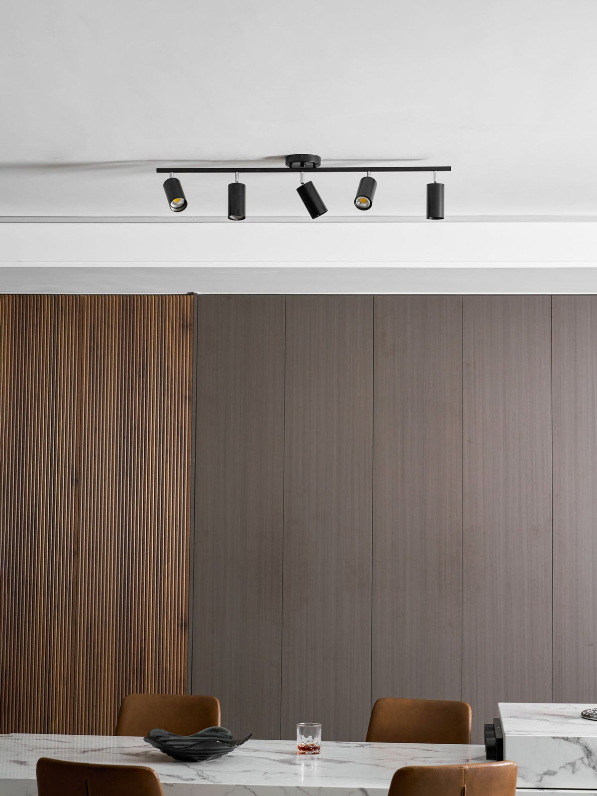 Evanna Modern Ceiling Light with Adjustable Spotlights, Gold Accents
