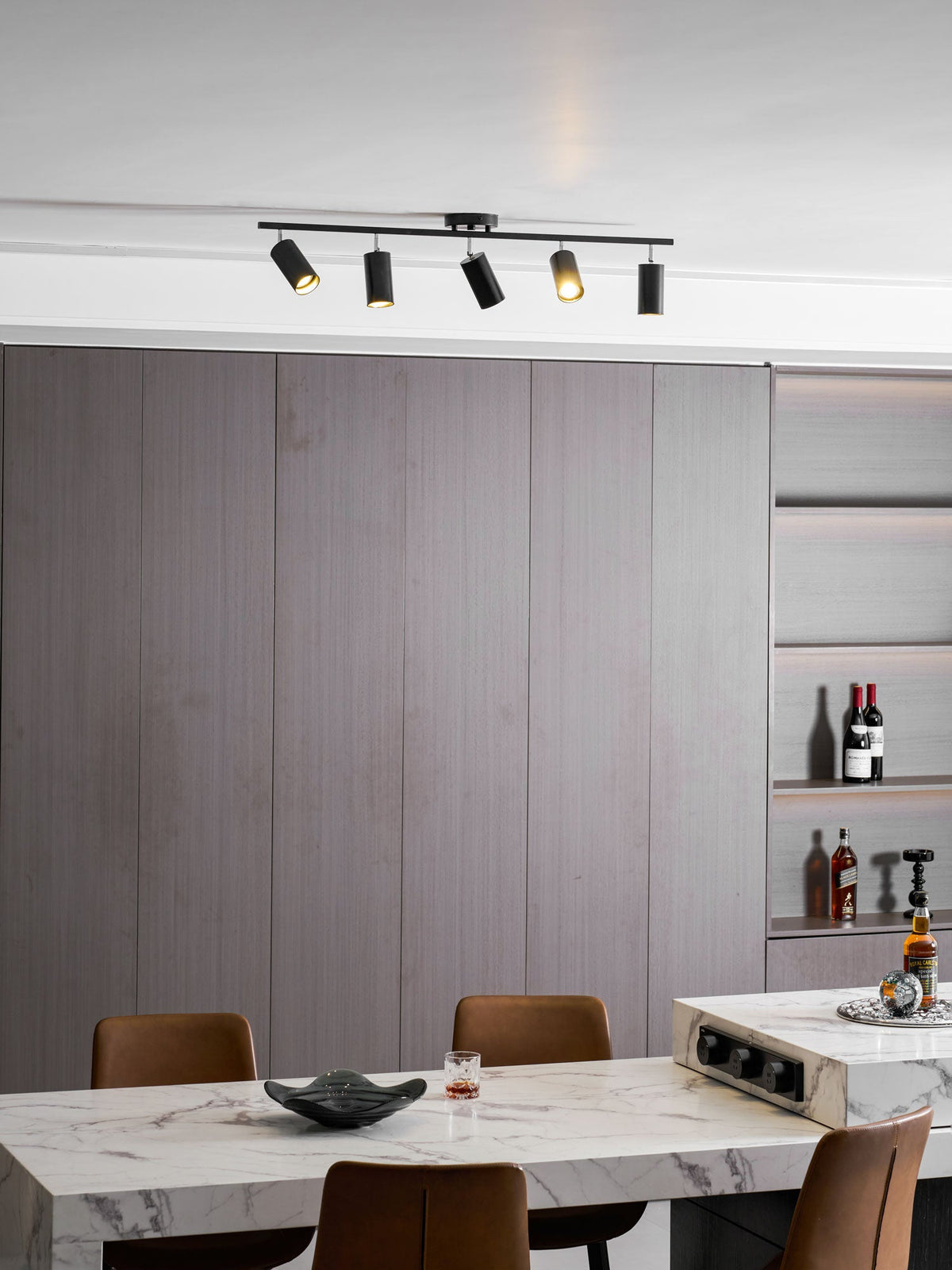 Evanna Modern Ceiling Light with Adjustable Spotlights, Gold Accents