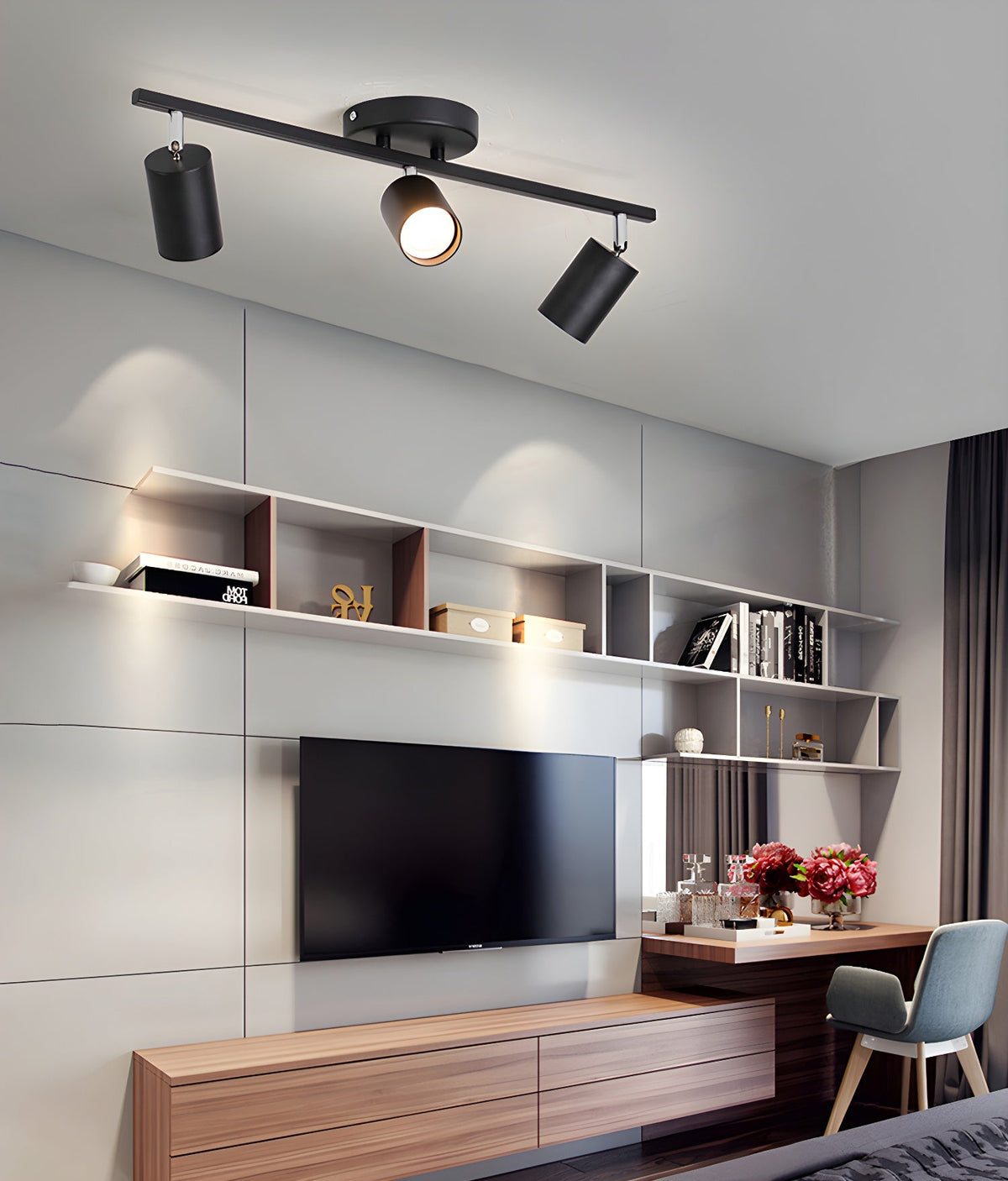 Evanna Modern Ceiling Light with Adjustable Spotlights, Gold Accents