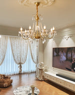 Evaria Crystal Pearl Chandelier – Opalescent Glass & Gold