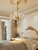Evaria Crystal Pearl Chandelier – Opalescent Glass & Gold