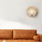 Lumen Alabaster Wall Sconce in Gold with White Alabaster Shade