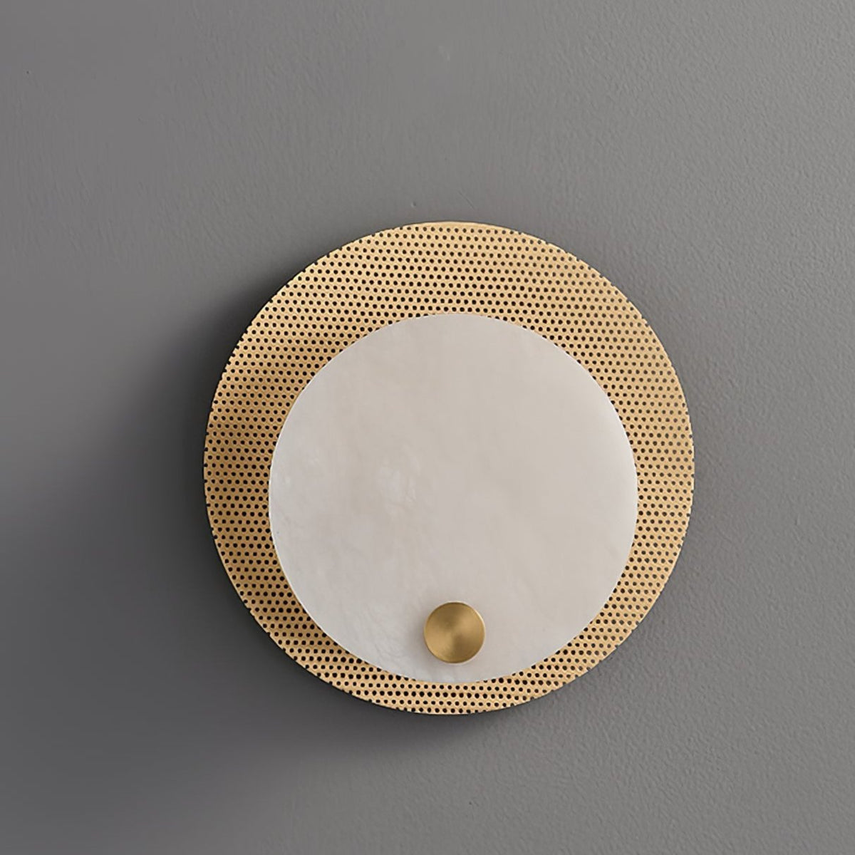 Lumen Alabaster Wall Sconce in Gold with White Alabaster Shade