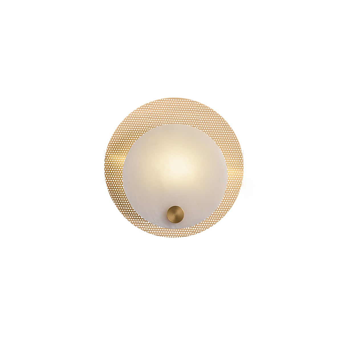 Lumen Alabaster Wall Sconce in Gold with White Alabaster Shade