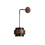 Event Horizon Wall Sconce in Black Travertine and Walnut