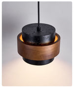 Event Horizon Wall Sconce in Black Travertine and Walnut