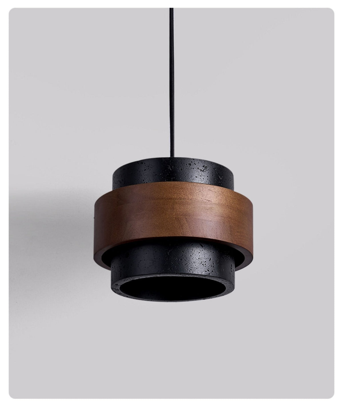 Event Horizon Wall Sconce in Black Travertine and Walnut