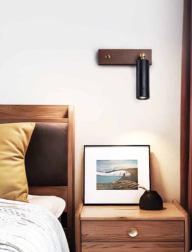 Event Horizon Adjustable Wall Sconce in Black Travertine and Brass