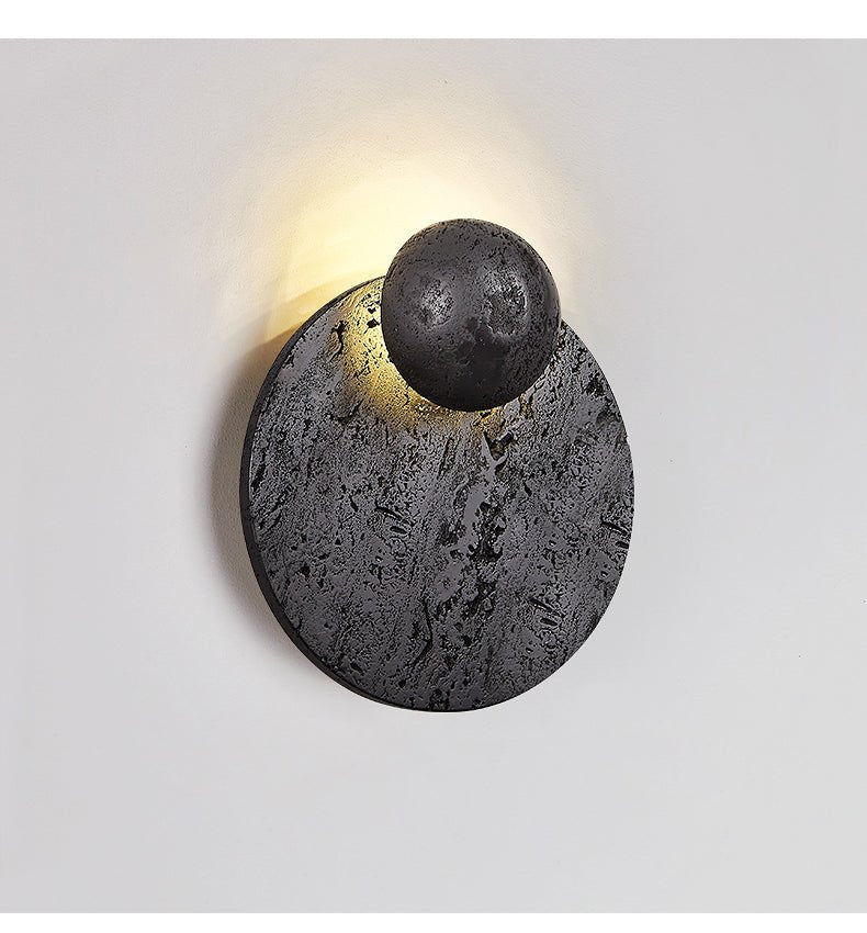 Event Horizon Wall Sconce — Black Travertine LED Wall Light